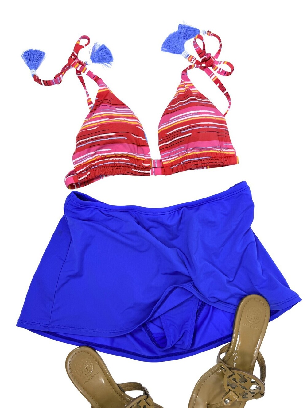 Dolce Vita Stripe Tassel Bikini Top Size S